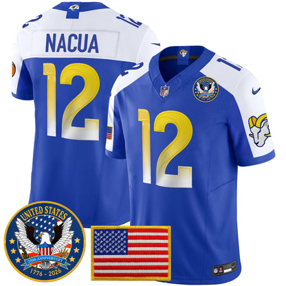 Men's Los Angeles Rams 2025 "United States 250th Anniversary Patch" Vapor Limited Jersey - All Stitched