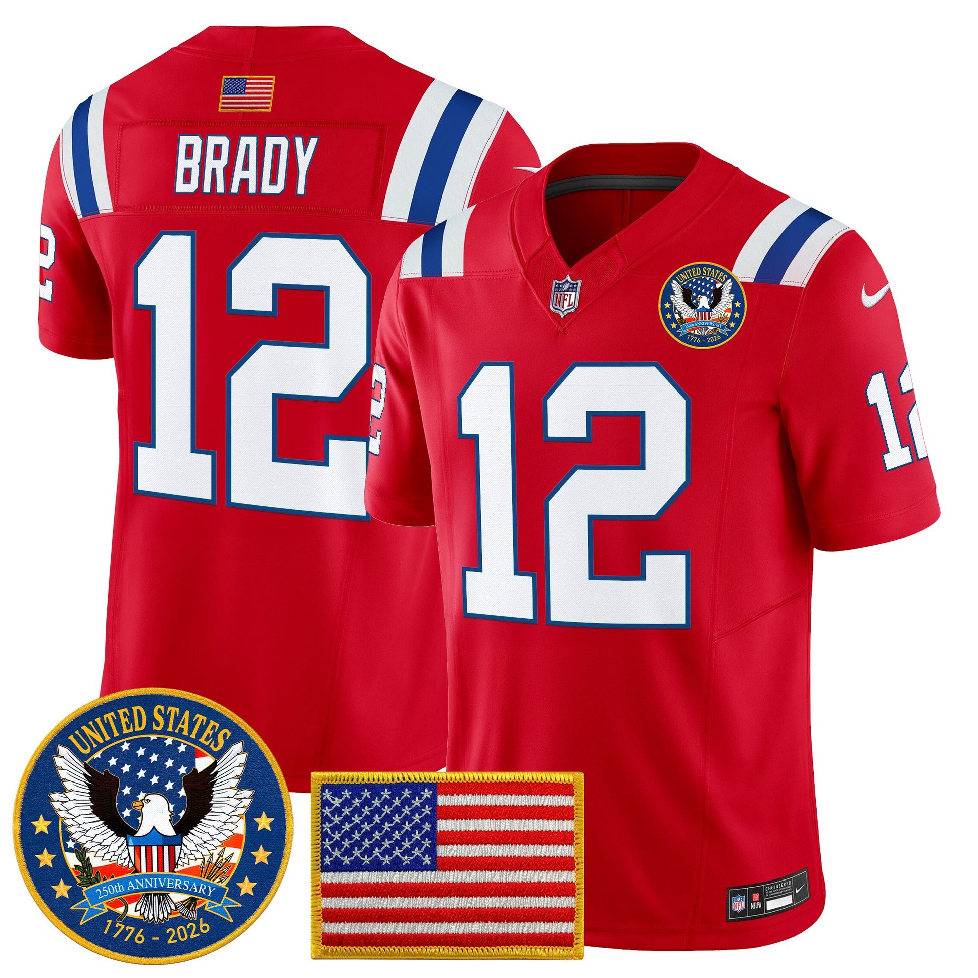 Men's New England Patriots "United States 250th Anniversary Patch" Vapor Limited Jersey - All Stitched