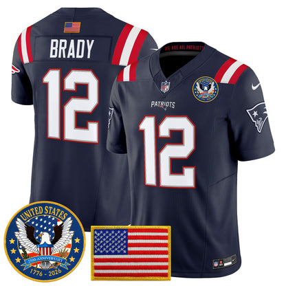 Men's New England Patriots "United States 250th Anniversary Patch" Vapor Limited Jersey - All Stitched