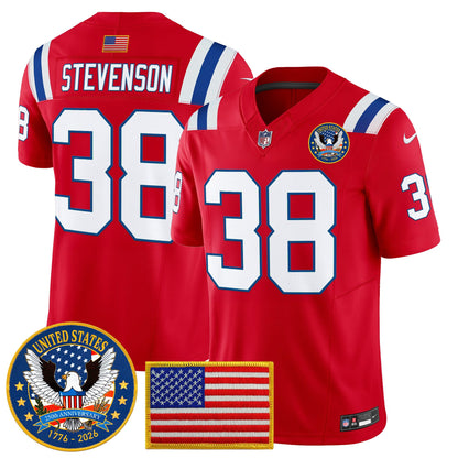 Men's New England Patriots "United States 250th Anniversary Patch" Vapor Limited Jersey - All Stitched