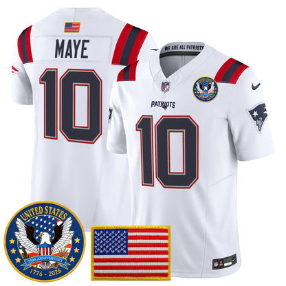 Men's New England Patriots "United States 250th Anniversary Patch" Vapor Limited Jersey - All Stitched