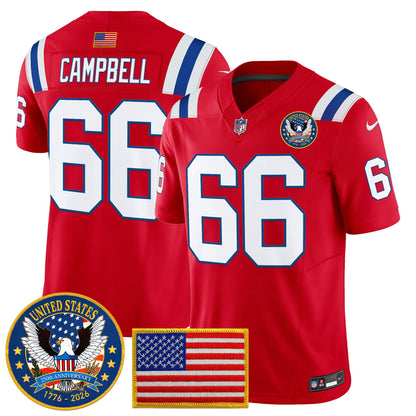 Men's New England Patriots "United States 250th Anniversary Patch" Vapor Limited Jersey - All Stitched
