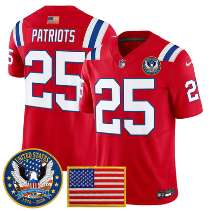 Men's New England Patriots "United States 250th Anniversary Patch" Vapor Limited Jersey - All Stitched