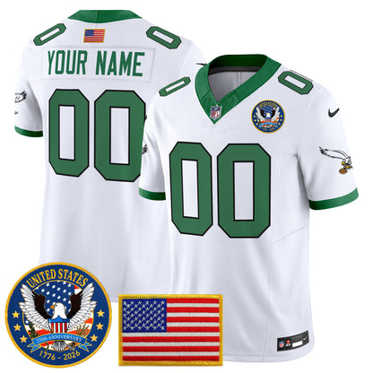 Philadelphia Eagles "United States 250th Anniversary Patch" Vapor Limited Custom Jersey - All Stitched