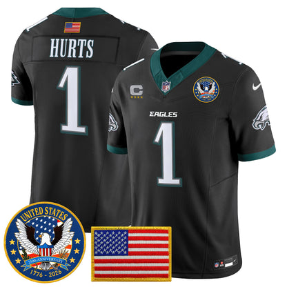 Men's Philadelphia Eagles "United States 250th Anniversary Patch" Vapor Limited Jersey - All Stitched