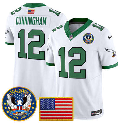 Men's Philadelphia Eagles "United States 250th Anniversary Patch" Vapor Limited Jersey - All Stitched