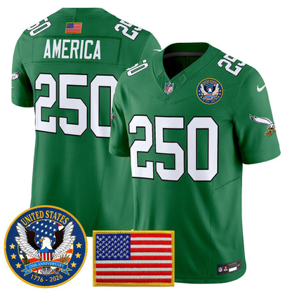 Men's Philadelphia Eagles "United States 250th Anniversary Patch" Vapor Limited Jersey - All Stitched