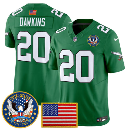 Men's Philadelphia Eagles "United States 250th Anniversary Patch" Vapor Limited Jersey - All Stitched