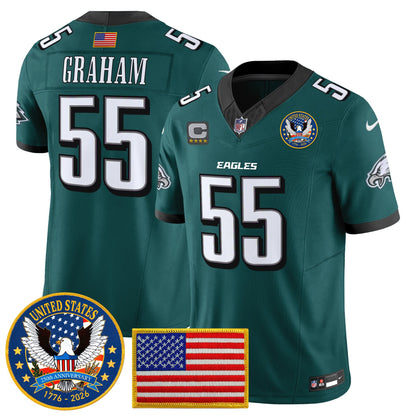 Men's Philadelphia Eagles "United States 250th Anniversary Patch" Vapor Limited Jersey - All Stitched