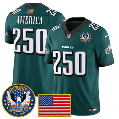 Men's Philadelphia Eagles "United States 250th Anniversary Patch" Vapor Limited Jersey - All Stitched