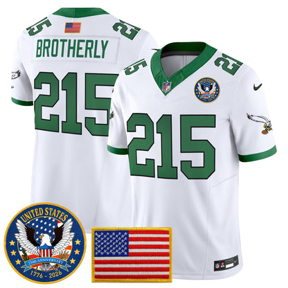 Men's Philadelphia Eagles "United States 250th Anniversary Patch" Vapor Limited Jersey - All Stitched