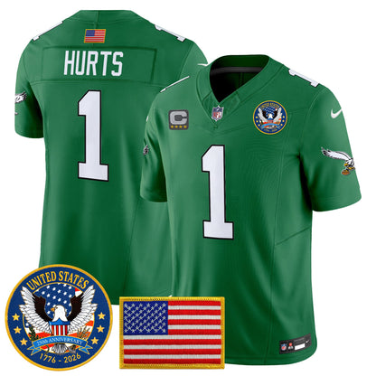 Men's Philadelphia Eagles "United States 250th Anniversary Patch" Vapor Limited Jersey - All Stitched