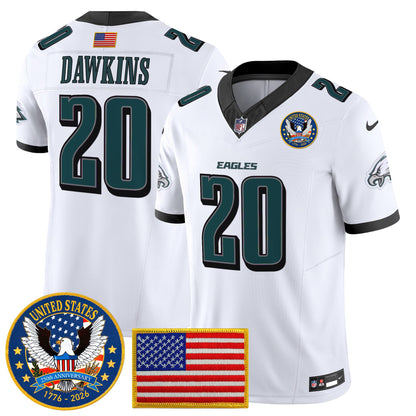 Men's Philadelphia Eagles "United States 250th Anniversary Patch" Vapor Limited Jersey - All Stitched