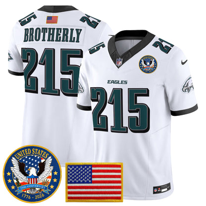 Men's Philadelphia Eagles "United States 250th Anniversary Patch" Vapor Limited Jersey - All Stitched