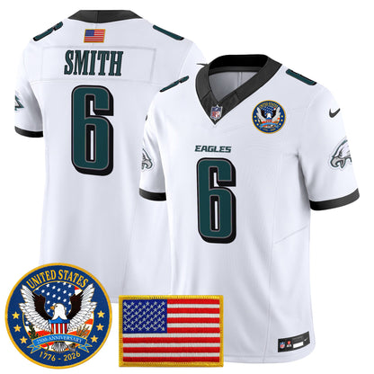 Men's Philadelphia Eagles "United States 250th Anniversary Patch" Vapor Limited Jersey - All Stitched