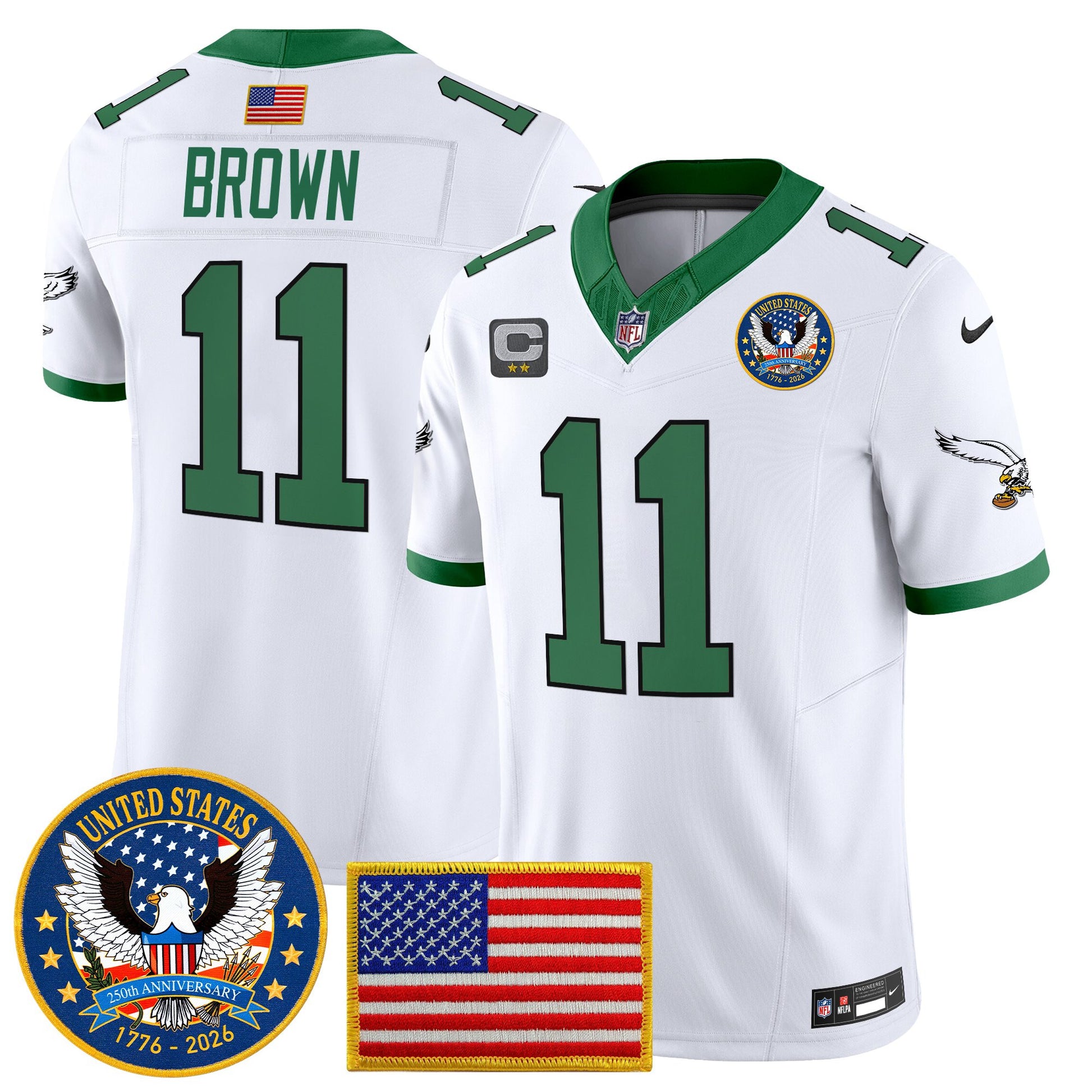 Men's Philadelphia Eagles "United States 250th Anniversary Patch" Vapor Limited Jersey - All Stitched