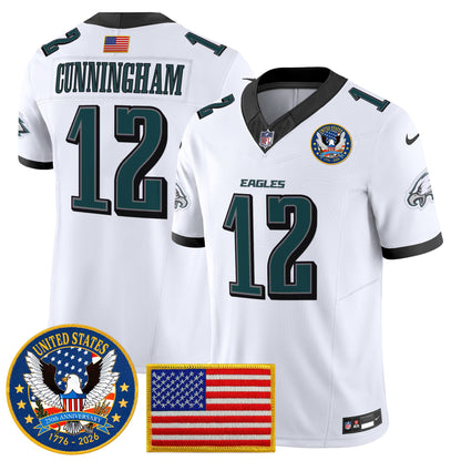 Men's Philadelphia Eagles "United States 250th Anniversary Patch" Vapor Limited Jersey - All Stitched