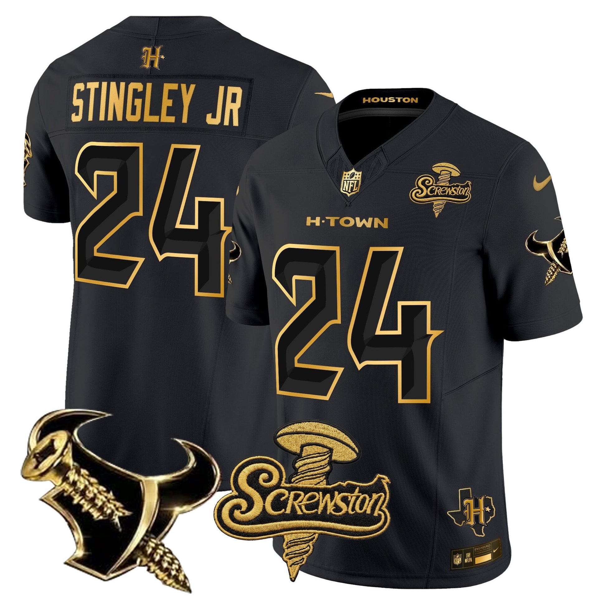 Houston Texans DJ Screw Gold Vapor Limited Jersey - Stitched