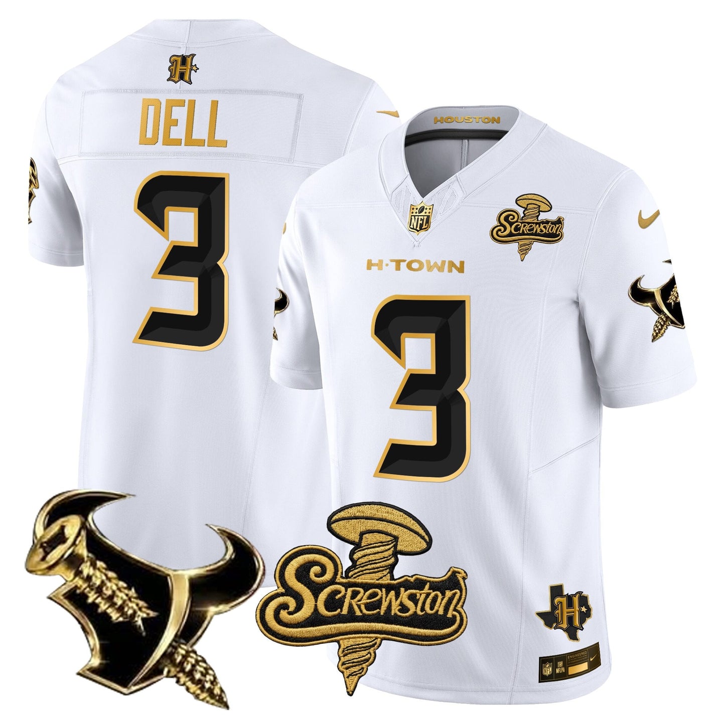 Houston Texans DJ Screw Gold Vapor Limited Jersey - Stitched