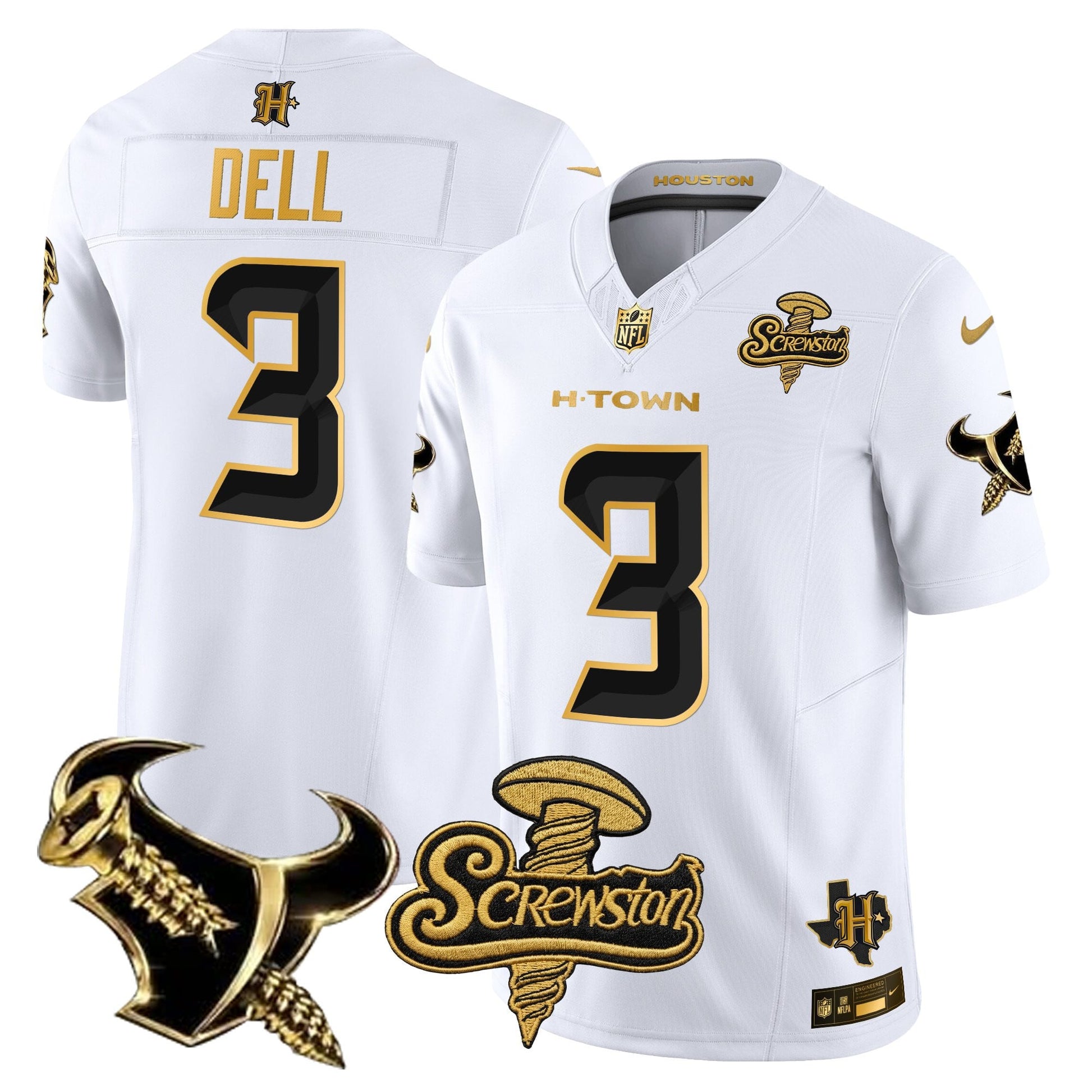 Houston Texans DJ Screw Gold Vapor Limited Jersey - Stitched