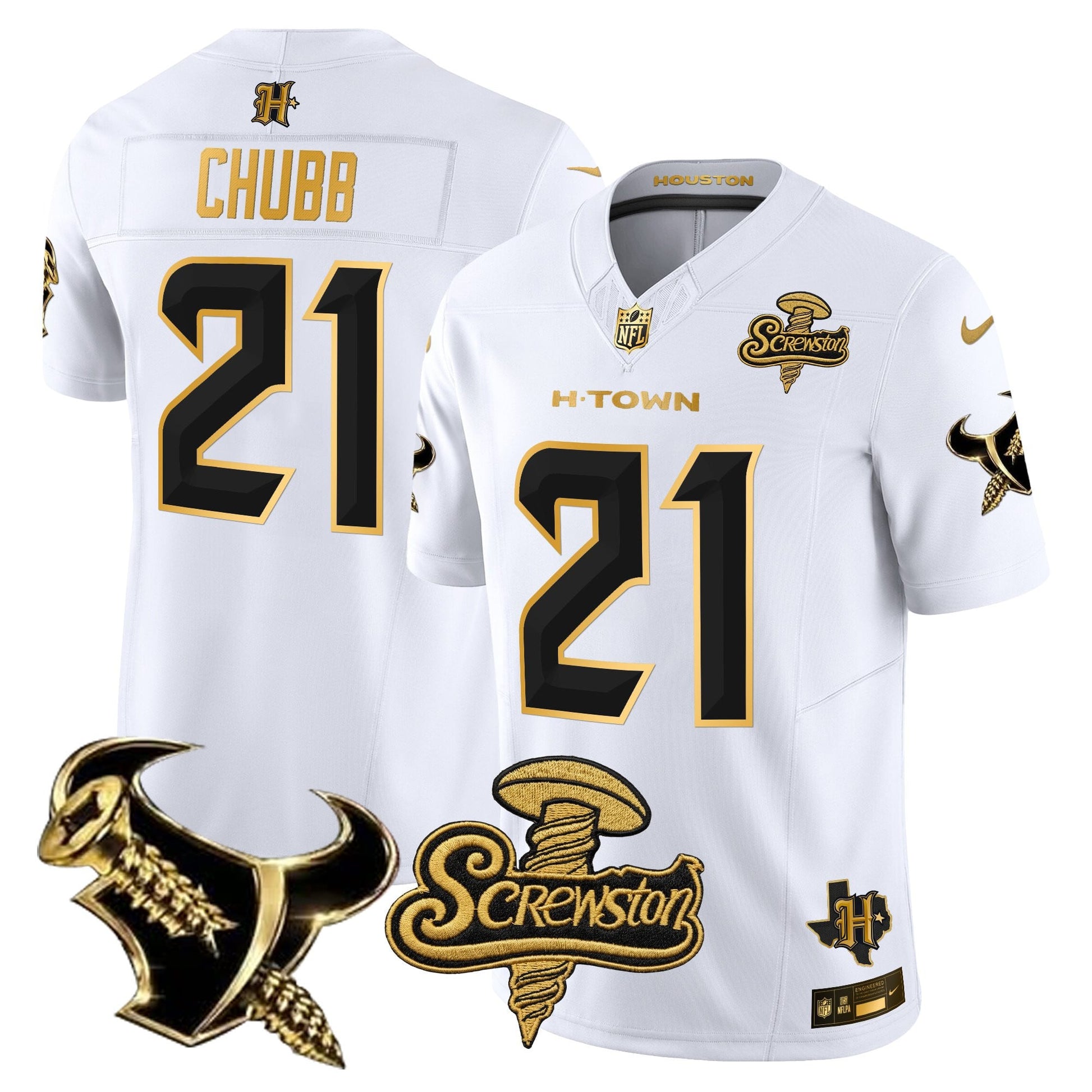 Houston Texans DJ Screw Gold Vapor Limited Jersey - Stitched