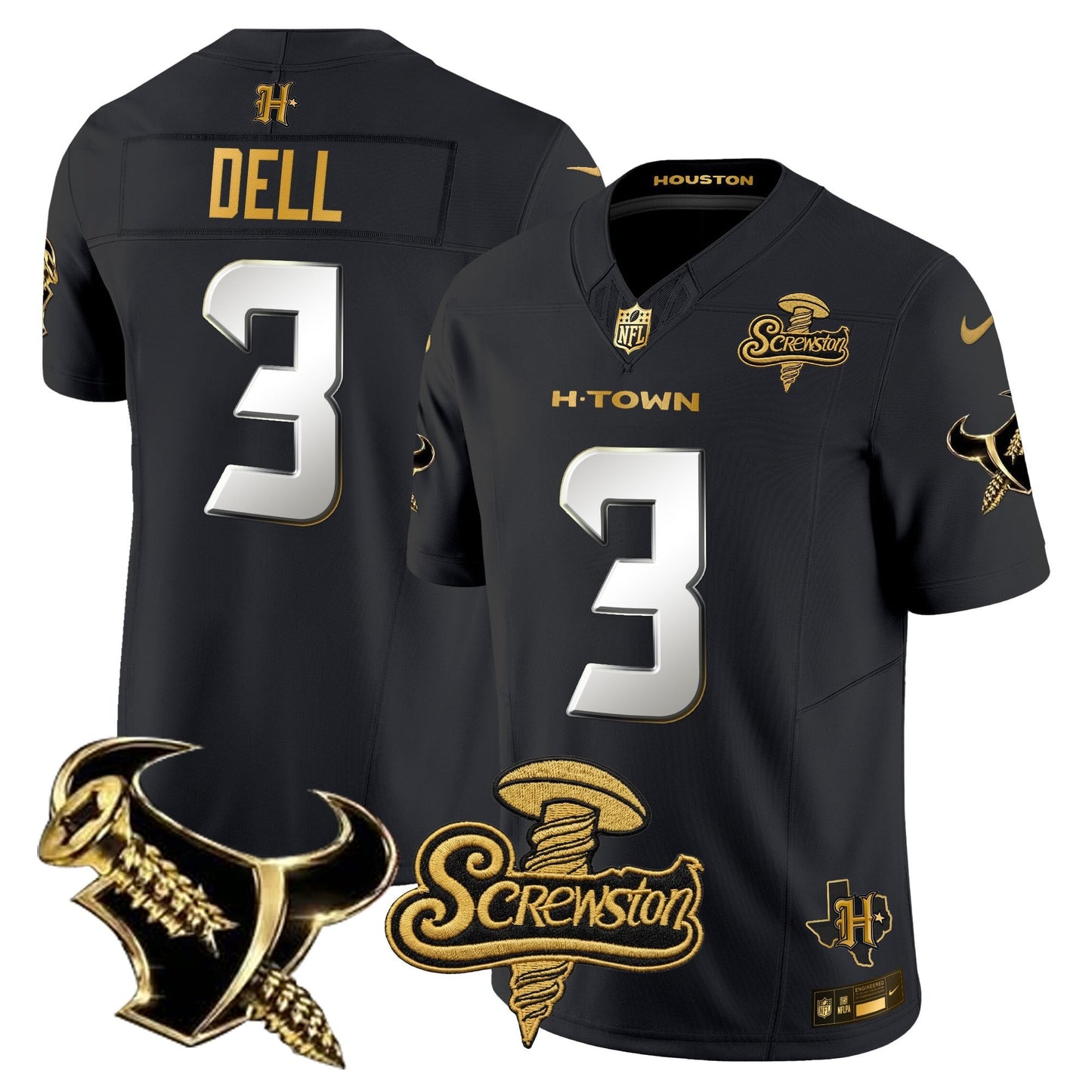 Houston Texans DJ Screw Gold Vapor Limited Jersey - Stitched