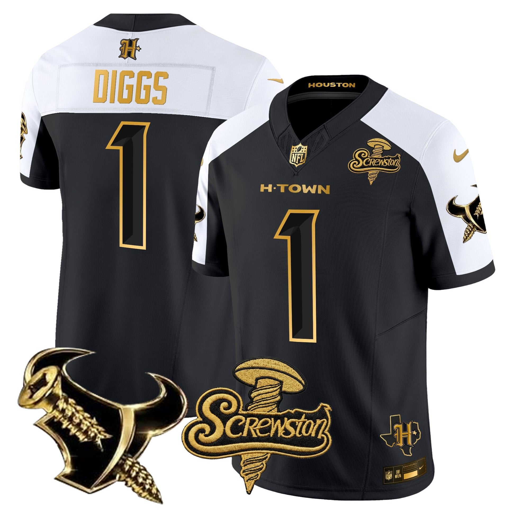 Houston Texans DJ Screw Gold Vapor Limited Jersey - Stitched