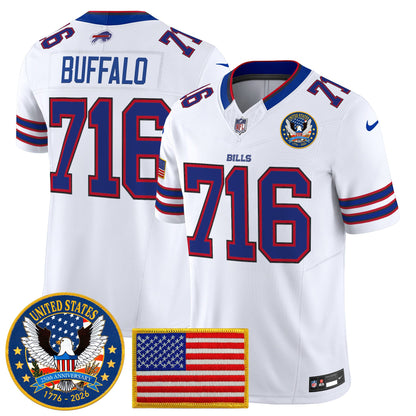 Men's Buffalo Bills "United States 250th Anniversary Patch" Vapor Limited Jersey - All Stitched