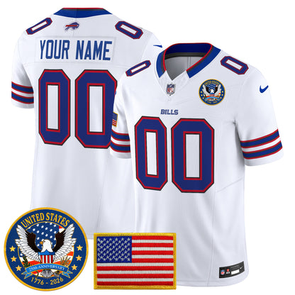 Buffalo Bills "United States 250th Anniversary Patch" Vapor Limited Custom Jersey - All Stitched