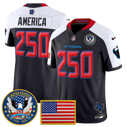 Men's Houston Texans "United States 250th Anniversary Patch" Vapor Limited Jersey - All Stitched