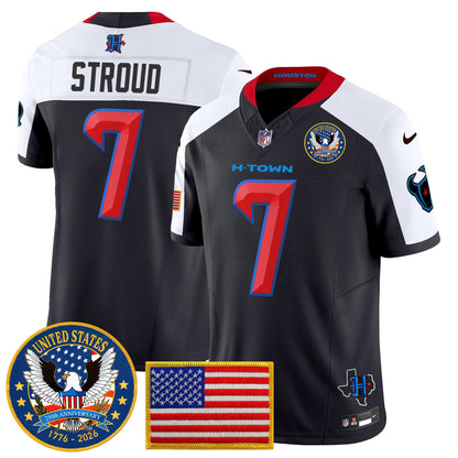 Men's Houston Texans "United States 250th Anniversary Patch" Vapor Limited Jersey - All Stitched