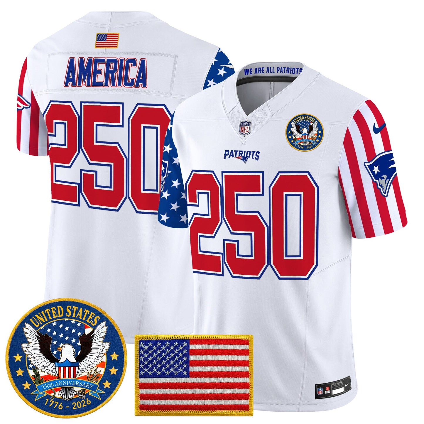 Men's New England Patriots "America250 Edition" Vapor Limited Jersey - All Stitched