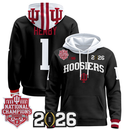 Men's Indiana Hoosiers 2025 National Champions & 2026 CFP Final Patch Premium Pullover Hoodie - All Stitched