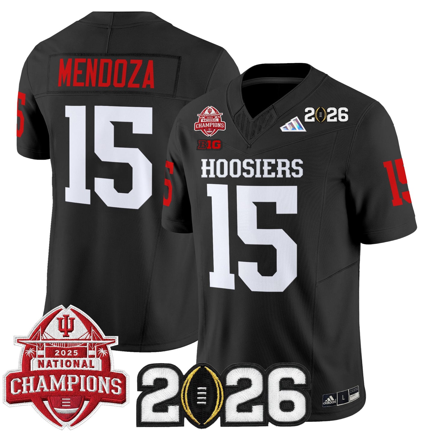 Men's Indiana Hoosiers 2025 National Champions & 2026 CFP Final Patch Vapor Limited Jersey V2 - All Stitched