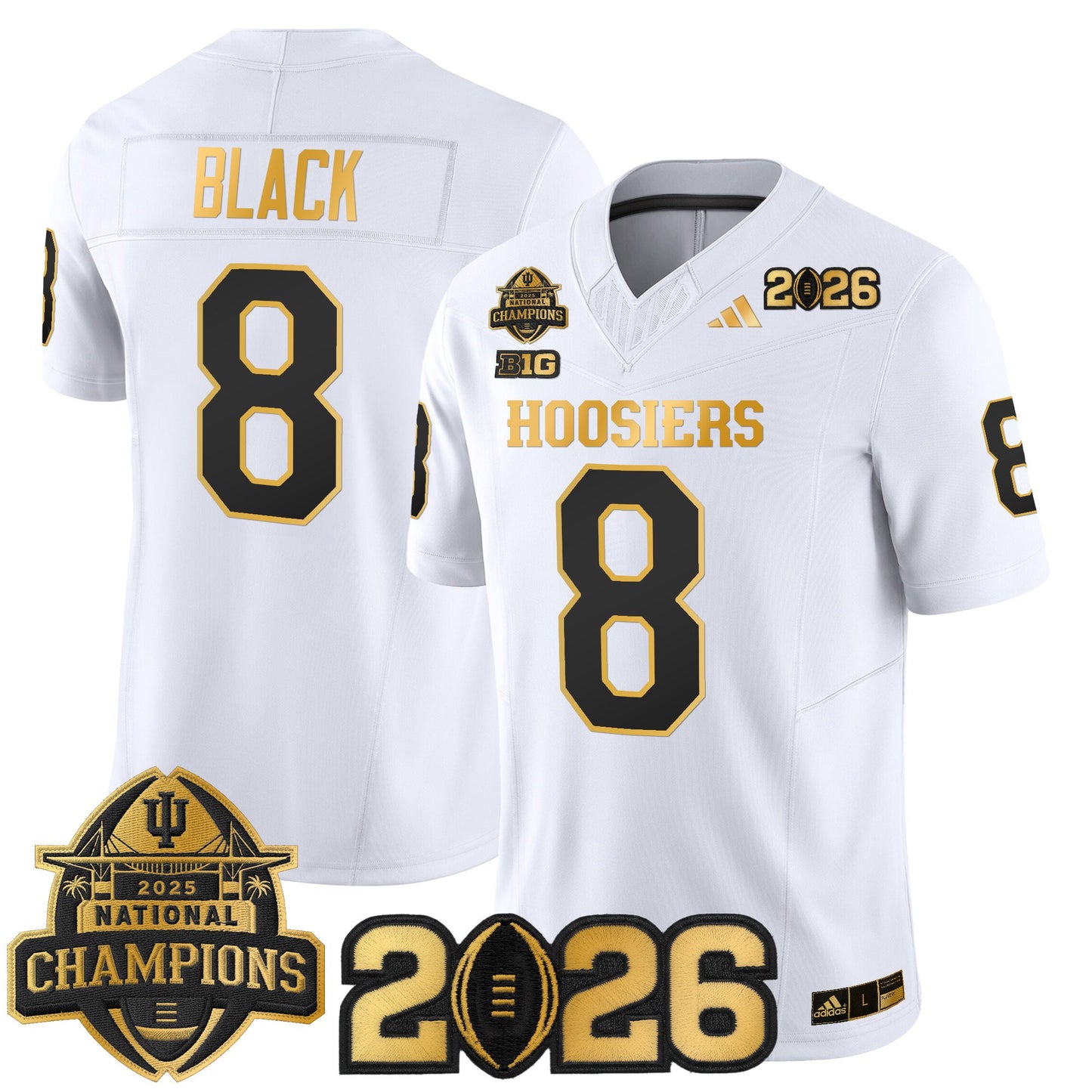 Men's Indiana Hoosiers 2025 National Champions & 2026 CFP Final Patch Gold Vapor Limited Jersey - All Stitched