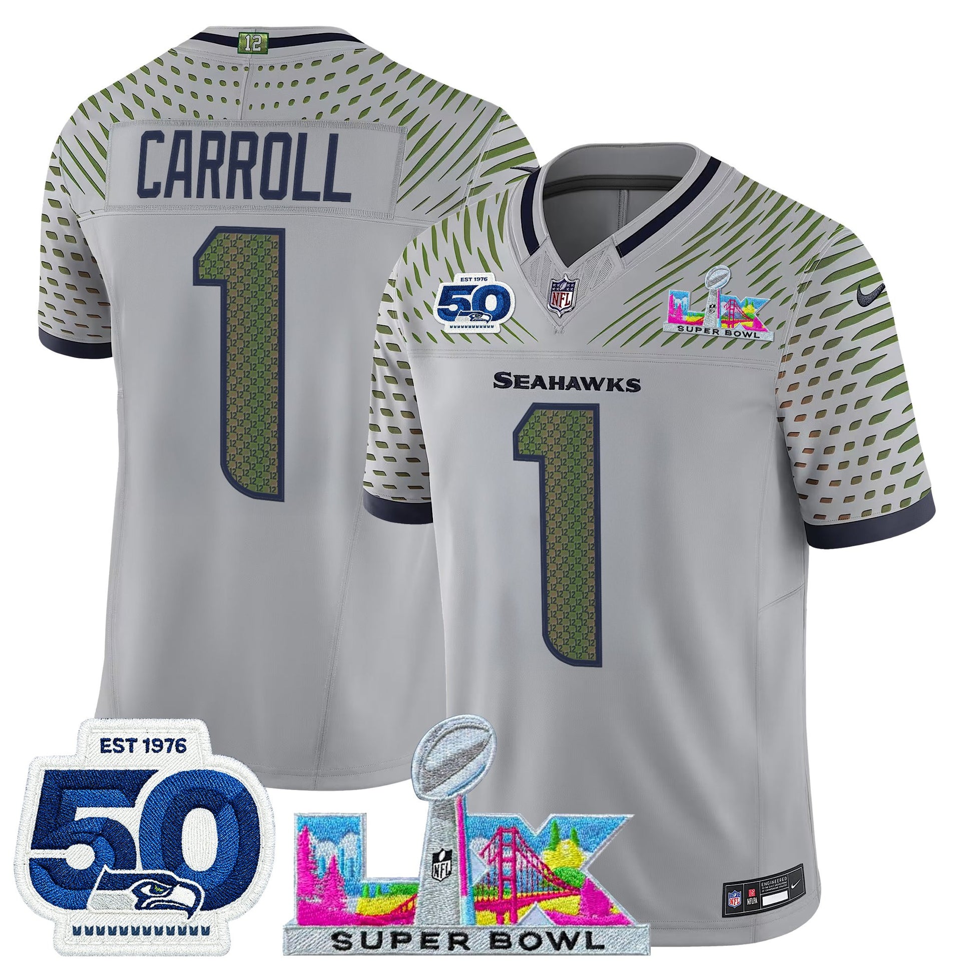 Men's Seattle Seahawks "Super Bowl LX & 50th Patch" Vapor Limited Jersey - All Stitched