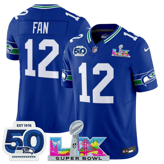 Women's SEA Super Bowl LX - 50th Anniversary Patch Gold Vapor Limited Jersey N5 - All Stitched