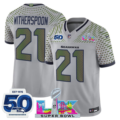 Men's Seattle Seahawks "Super Bowl LX & 50th Patch" Vapor Limited Jersey - All Stitched