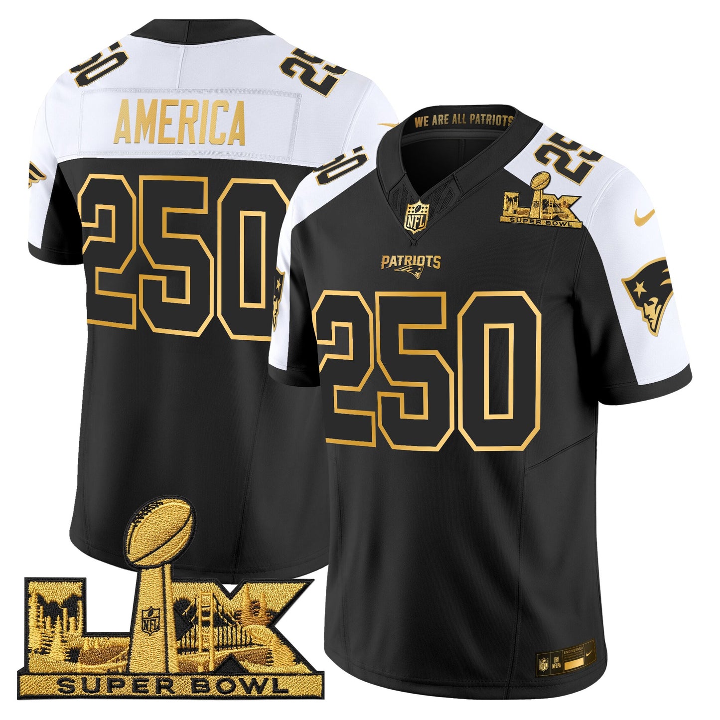Men's New England Patriots Super Bowl LX Gold Vapor Limited Jersey - All Stitched