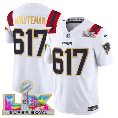 Men's New England Patriots Super Bowl LX Gold Trim Vapor Limited Jersey - All Stitched