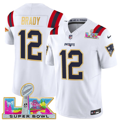 Men's New England Patriots Super Bowl LX Gold Trim Vapor Limited Jersey - All Stitched