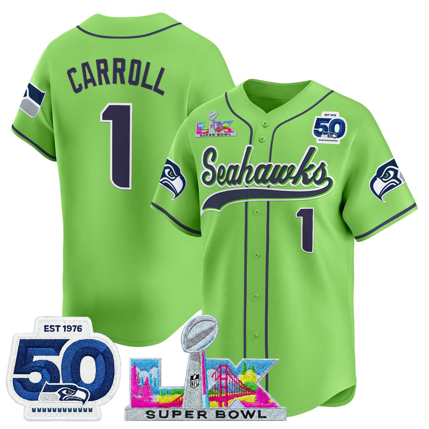 Men's Seattle Seahawks Super Bowl LX Vapor Baseball Jersey - All Stitched