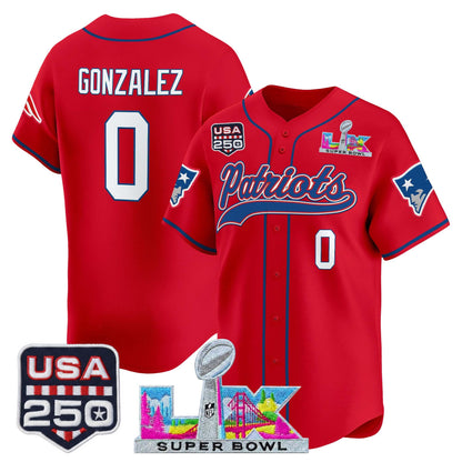 New England Patriots "Super Bowl LX & United States 250th Anniversary Patch" Vapor Baseball Jersey - Stitched
