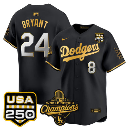 Men's Dodgers 2025 World Series Champions & 250America Patch Vapor Premier Limited Jersey - All Stitched