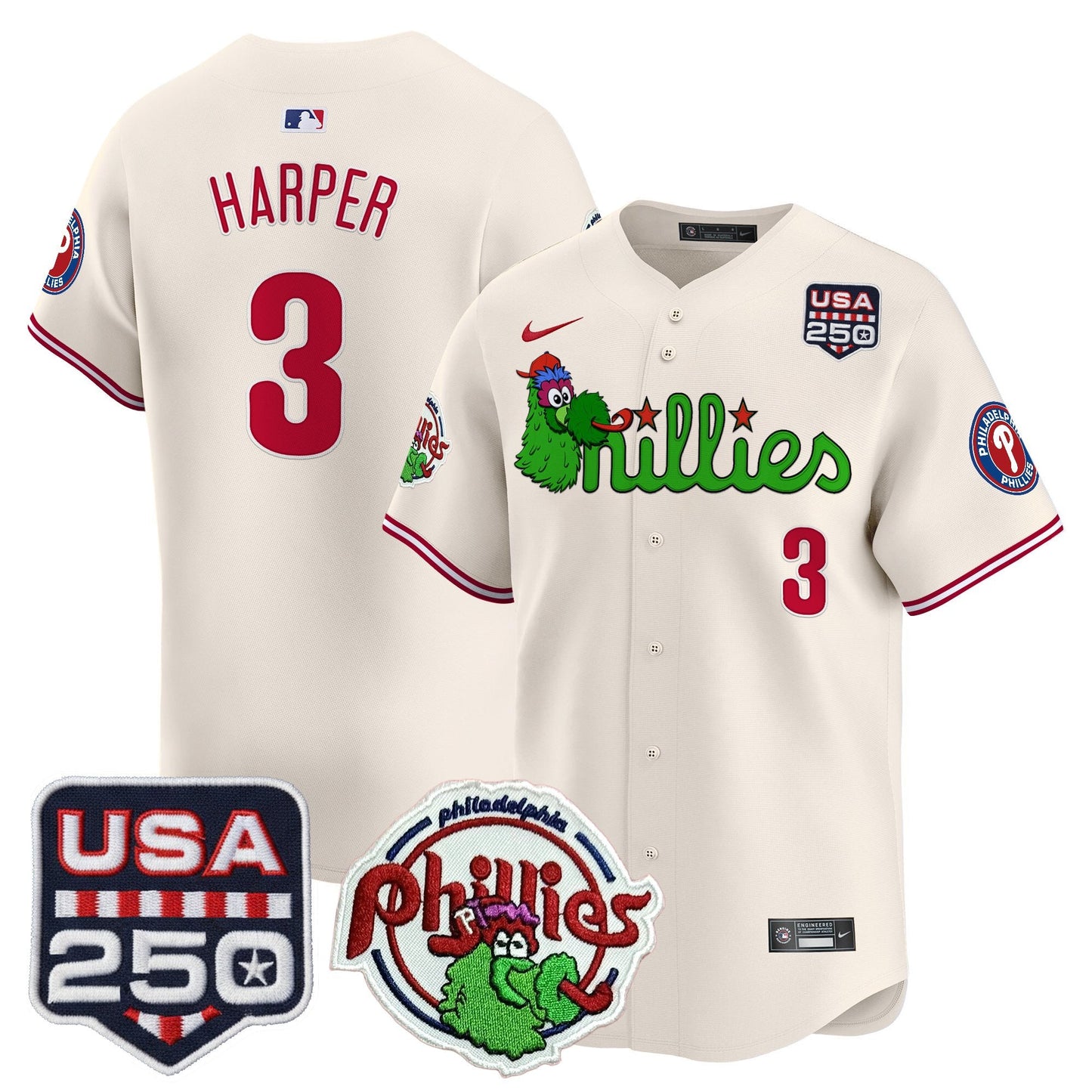 PHI Phanatic & 250America Patch Vapor Premier Limited Jersey - All Stitched