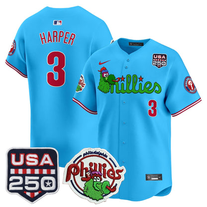 PHI Phanatic & 250America Patch Vapor Premier Limited Jersey - All Stitched