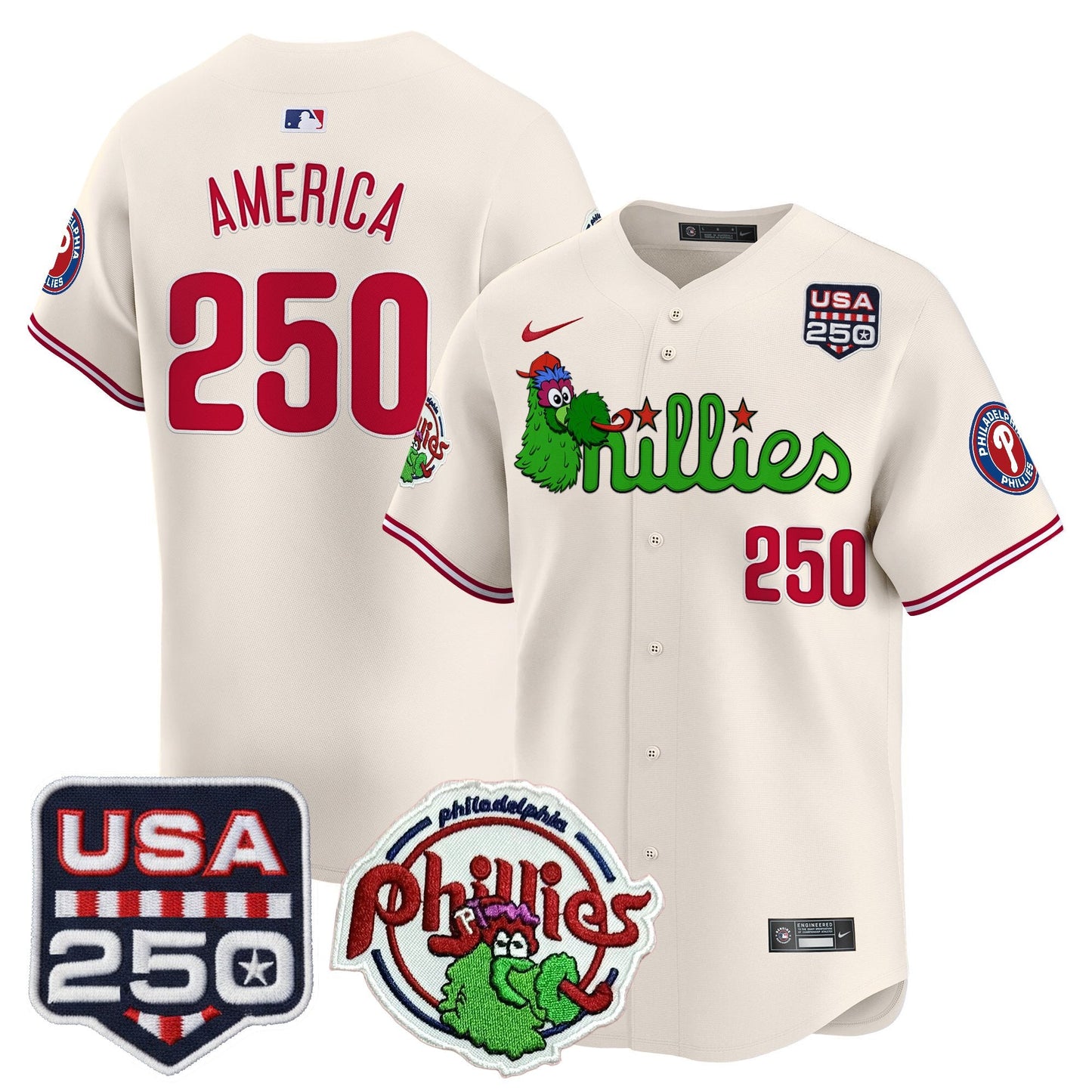 PHI Phanatic & 250America Patch Vapor Premier Limited Jersey - All Stitched