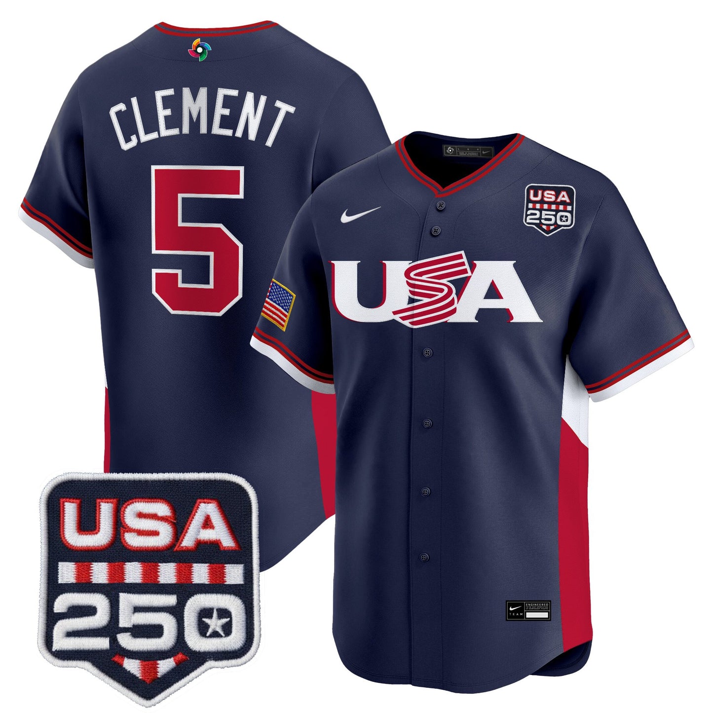 Men's Team USA World Baseball Classic 250America Patch Vapor Premier Jersey - 2026 Roster - All Stitched