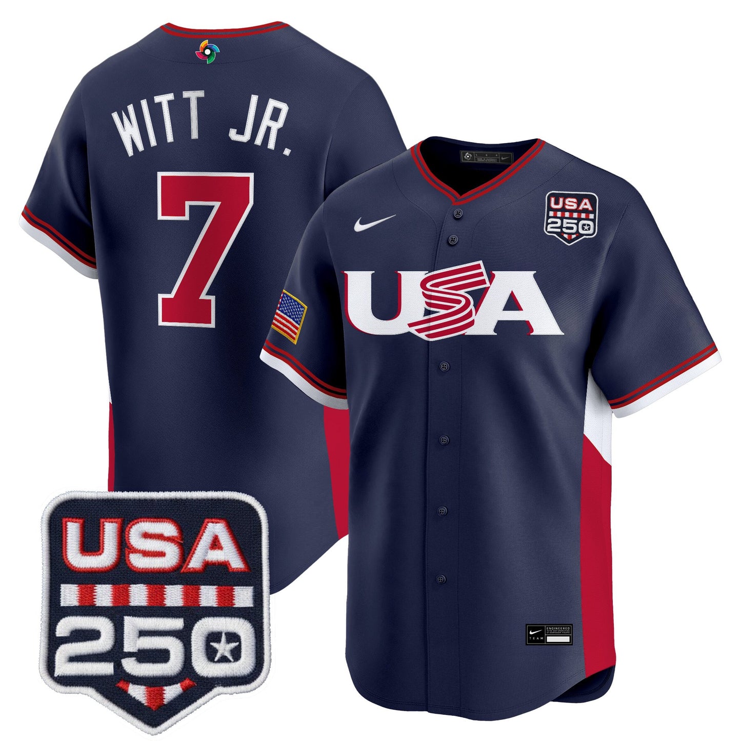Men's Team USA World Baseball Classic 250America Patch Vapor Premier Jersey - 2026 Roster - All Stitched