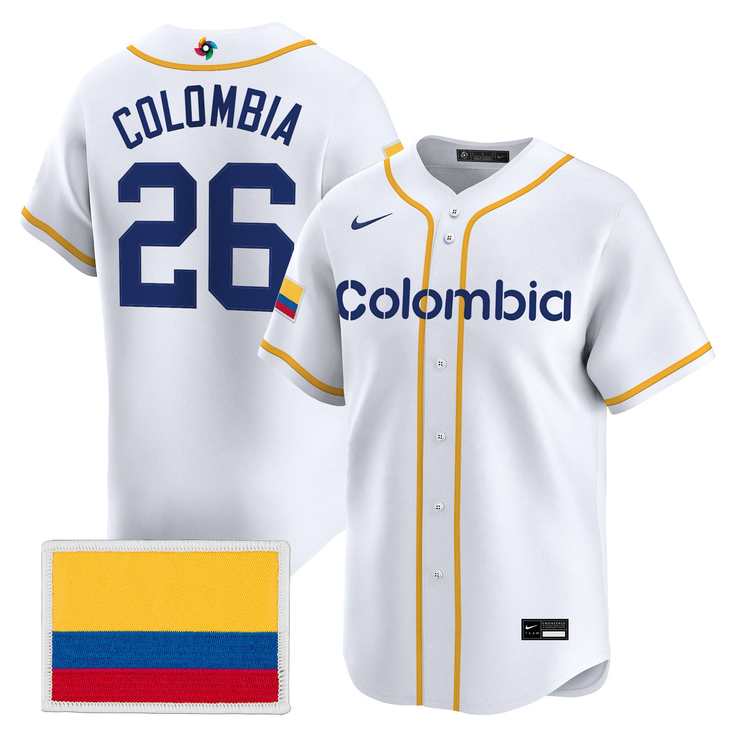 Men's Team Colombia 2026 World Baseball Classic Vapor Premier Jersey - All Stitched